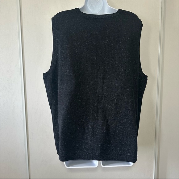 DKNY Women’s Shimmery Black Silk Blend Oversized Sleeveless V-Neck Top- Size 4 - Picture 3 of 10
